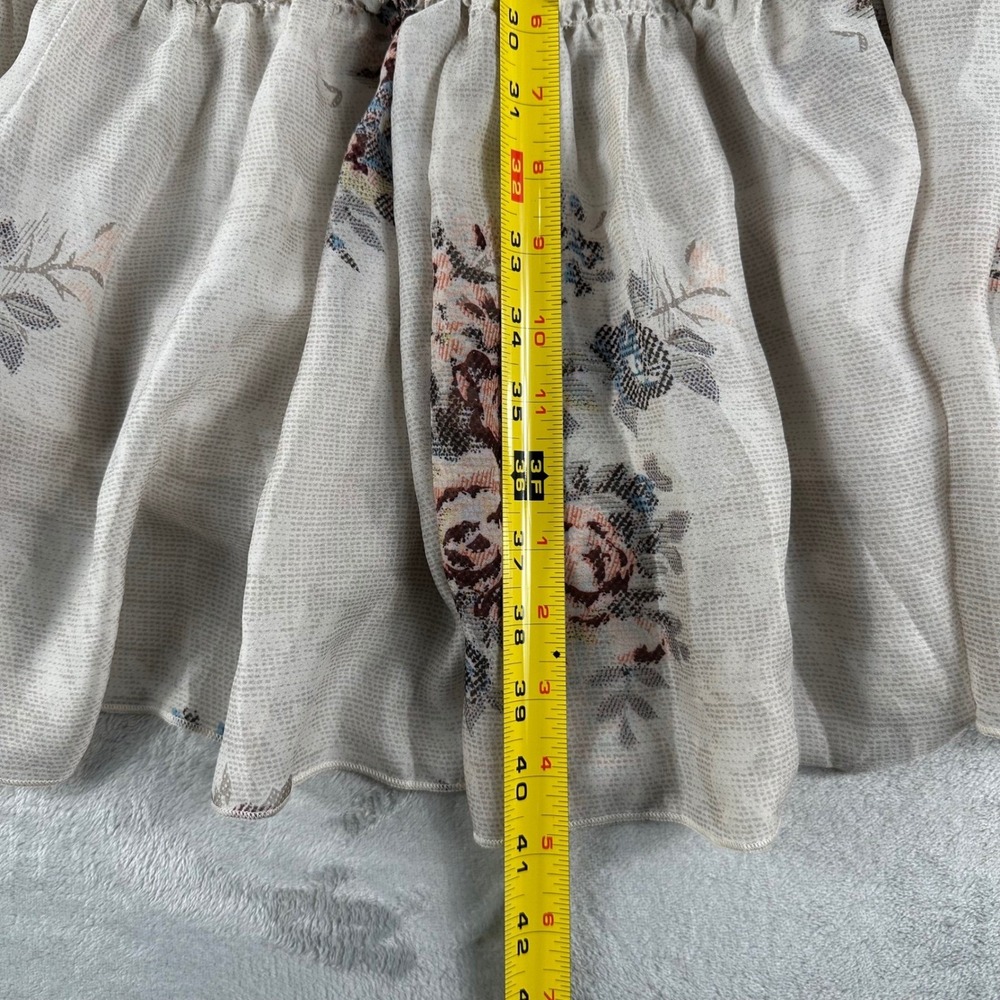 Floral Tiered Dress Women XL Fit Medium Beige Cottagecore Romantic Prairie - Picture 6 of 9
